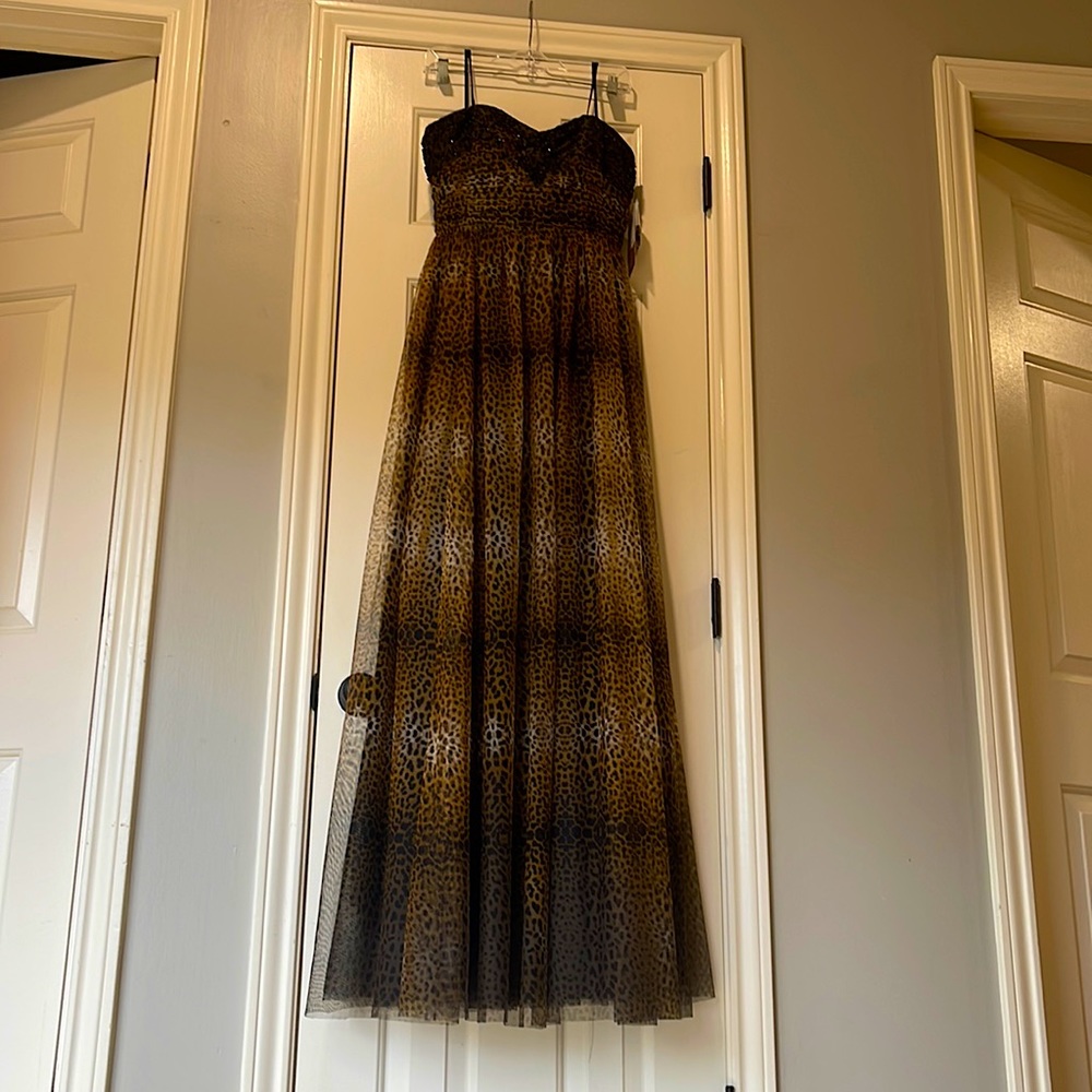 Adriana Papell Leopard Print Gown - New with Tags Size 6